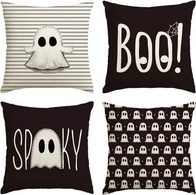 Imagen del producto de Juego de 4 fundas para cojines decorativos, diseño Halloween, 45x45 cm