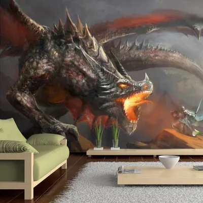 Produktbild von Fototapete selbstklebend Drache 392x280 cm Tapete Wandtapete Wandbilder Klebefolie Dekofolie Tapetenfolie Wand Dekoration Wohnzimmer - Fantasy Abstrakt g-A-0080-a-c