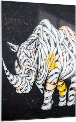 Produktbild von Bilder auf glas - Einteilig - Nashorn modern - 50x70cm - Glasbilder - Wandbilder - Bilder - zum Aufhängen bereit - Wanddekoration aus Glas - Glas Bilder - Wandbild auf Glas - GPA50x70-3706