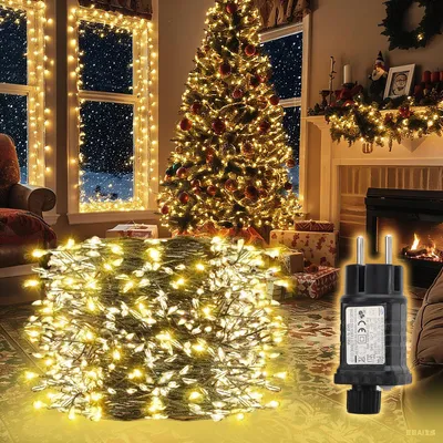 Produktbild von LED Lichterkette 10m 400er Warmweiß, Draht Christbaumbeleuchtung, Wasserdicht