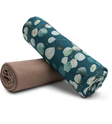 Produktbild von Stoffpaket 0,5m Jersey + 0,5m Bündchenstoff Meterware zum Nähen von Kinderkleidung Kinderstoff 100 Jerseystoff Set 45 Eukalyptus Dunkelgrün