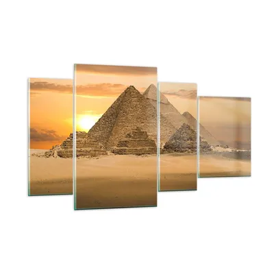 Produktbild von Bilder auf glas - Pyramide ägypten wüste - 120x70cm - Glasbilder - Wandbilder - Kunstdruck - zum Aufhängen bereit - Wanddekoration aus Glas - Glas Bilder - Wandbild auf Glas - 4 Teile - GDL120x70-2196