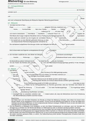 Produktbild von Mietvertrag für eine Wohnung A4 6 Blätter inklusive Hausordnung Packung mit 20 Stück
