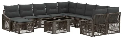 Produktbild von vidaXL Gartensofa-set 12 stk. Grau und Dunkelgrau Poly-Rattan