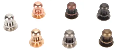 Productafbeelding van 7 stuks ronde knoopnagels, 0,4 x 0,3 inch, verschillende kleuren, zinklegering, stevig, roestvrij, schroefknoopnagels voor schoenen, riemen, handtassen