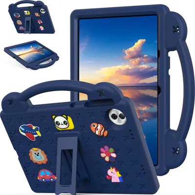 Image de Etui de protection pour Honor Pad 10 12.1 2025, étui mignon pour enfants, antichoc avec poignée et support Bleu foncé