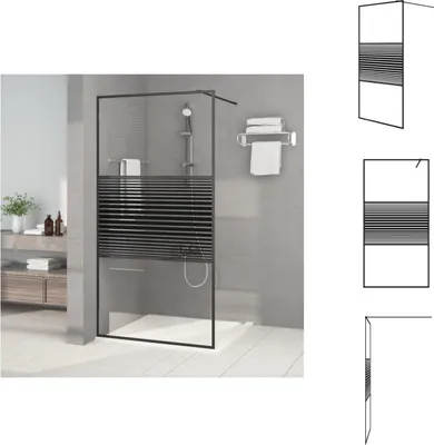 Zdjęcie produktu dla vidaXL Parawan prysznicowy do kabiny prysznicowej czarny 100x195 cm ESG szkło przezroczyste - Parawany prysznicowe