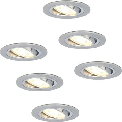 Image de HOFTRONIC - Set de 6 spots encastrables LED GU10 4W 2700K dimmable inox
