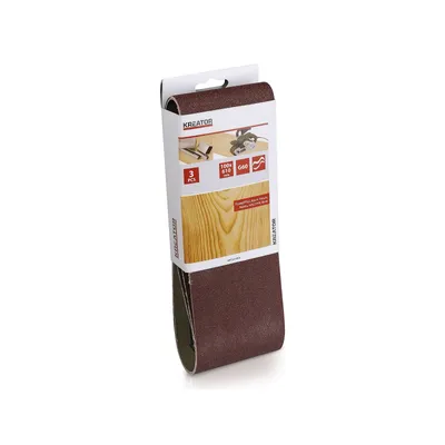 Produktbild von KREATOR Holz Schleifband für Bandschleifer - 3 Stück - Körnung G60 - 10 x 61 cm