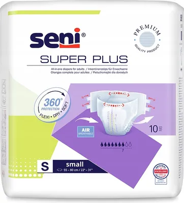 Produktbild von Seni Plus Premium Inkontinenz-Windeln für Erwachsene, 10er-Pack, Größe S - Hoher Komfort und Diskretion