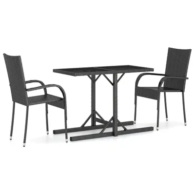 Immagine prodotto di vidaXL Set da pranzo da giardino a 3 pezzi nero