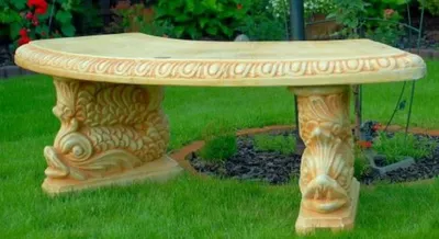 Produktbild von Casa Padrino Gartenbank / Parkbank Beige 138 x 45 x H. 49 cm - Gebogene Garten Sitzbank im Orientalischen Stil - Gartenmöbel