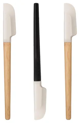 Productafbeelding van Siliconen spatels, set van 3 stuks met houten handgrepen, mini-schrapers voor glazen en gebak, hittebestendig