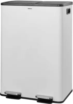 Productafbeelding van Keukenprullenbak Gescheiden - Afvalbak Dubbel - Afval Scheiden - Vingerafdrukbestendig - 60 Liter - Wit