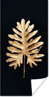 Produktbild von MuchoWow® Poster Blätter - Herbst - Gold - Schwarz - Natur - Luxus 60x120 cm - Wandschmuck