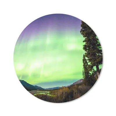 Produktbild von MuchoWow® Mauspad Mousepad Nordlichter - Baum - Berg - Natur 40x40 cm - Mousepads - Maus Mat - Pad - Mausunterlage - Schreibtisch Accessoires
