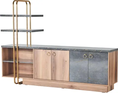Obrázek produktu pro Příborník Skříňka na dokumenty Moderní design Hnědá šedá Dvoubarevná pracovna