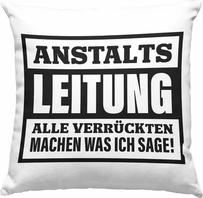 Produktbild von Trendation - Anstaltsleitung Deko-Kissen mit Füllung 40x40 Geschenk Chef Chefin Geschenkidee Boss Geschenke (Blau)