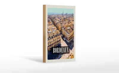 Produktbild von Holzschild Reise 12x18cm Bordeaux France Panorama Reiseziel Dekoration