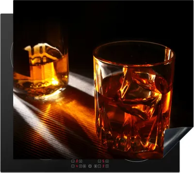 Produktbild von KitchenYeah© Herdabdeckplatte Gläser - Whiskey - Getränke , 59x51cm, Küche Deko, Glaskeramikkochfeld Herdabdeckung, Abdeckplatte fùr Kochfeld