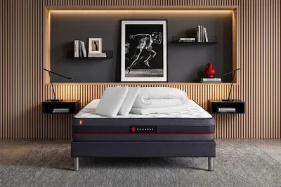 Produktbild von Komplettpaket Bett - Matratze 180x200 cm + Boxspringbett mit Lattenrost (im Set) + 2 Kopfkissen + Steppdecke - Regen