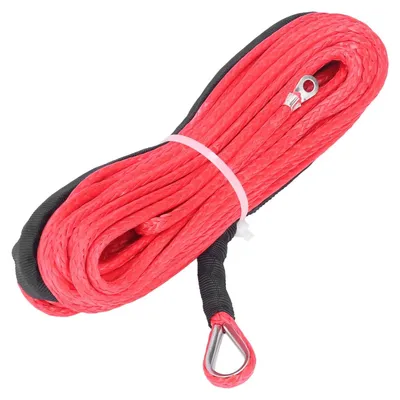 Imagen del producto de Cables sintéticos para cabrestante - Resistencia a la rotura: 5500 lbs - Color: Rojo - Cuerda para cabrestante impermeable - Longitud: 15 metros