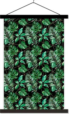 Produktbild von MuchoWow® Textilposter Vintage - Pflanzen - Muster 40x60 cm mit schwarzem Rahmen - Wanddekorationen