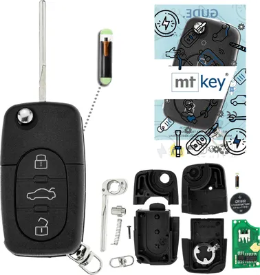 Produktbild von MT-KEY Funk Schlüssel 434MHZ Fernbedienung ID48 kompatibel mit Audi A3 8L 00-03 A4 B5 S4 A6 C5 TT 8N 433MHZ 4D0837231N Klappschlüssel