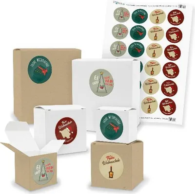 Produktbild von itenga SET 24x kleine Geschenkboxen mit Sticker Frohe Weihnachten Saarländisch