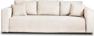 Image de Best Mobilier Topaze - canapé 3 places - convertible avec coffre - en velours côtelé , Beige