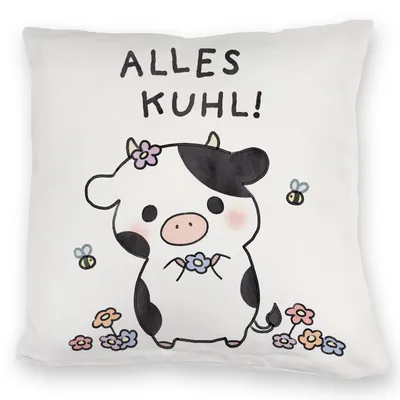 Produktbild von Kuh Kuschelkissen mit Spruch Alles Kuhl