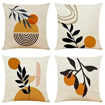 Productafbeelding van Omgoods - Set van 4 Decoratieve Kussenslopen 40x40cm Oranje voor Woonkamer en Tuin