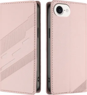 Produktbild von Hülle für iPhone 16e/iPhone 17e, Kunstleder Brieftaschen Handyhülle mit Kartenfach und Standfunktion Pink