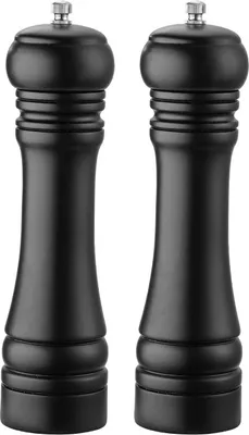 Produktbild von Gewürzmühle Holz, Pfeffermühle 2er Set, Keramikmahlwerk, manuell, groß,21.5 cm hoch,schwarz