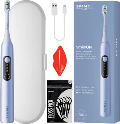 Zdjęcie produktu dla Szczoteczka elektryczna SpinelCare SmileOn Blue + etui białe + grtisy