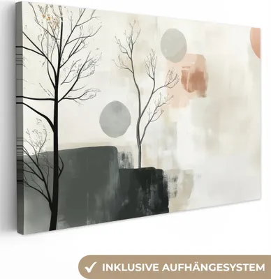 Obrázok produktu pre Plátno 120x80 cm - Japandi - Príroda - Béžová, obraz Moderné, nástenné dekorácie, maľba