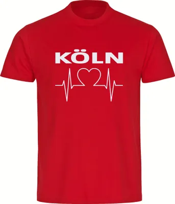 Produktbild von multifanshop Herren T-Shirt - Köln - Herzschlag, rot, Größe 3XL