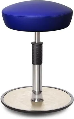 Produktbild von Sitz- Stehhocker Free Regular Hutsitz Boxmark Leder blau chrom /cremeweiß.