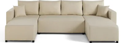 Image de Best Mobilier Regala - canapé panoramique - 7 places - convertible avec coffre - en tissu , Beige
