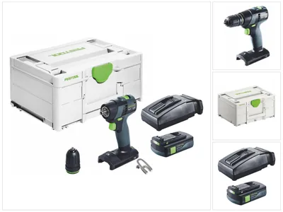 Zdjęcie produktu dla Festool TXS 18-Basic akumulatorowa wiertarko-wkrętarka 18 V 40 Nm bezszczotkowa + 1x akumulator 3,0 Ah + ładowarka + systainer