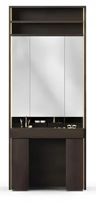 Image de Elégante coiffeuse grise en bois avec miroir