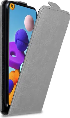 Produktbild von Cadorabo Hülle für Samsung Galaxy A21s Schutz Hülle in Grau Flip Etui Handyhülle Case Cover