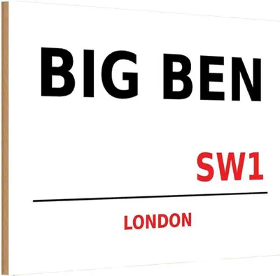 Produktbild von vianmo Holzschild 20x30 cm Street Big Ben SW1 England