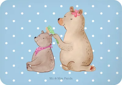 Produktbild von Mr. & Mrs. Panda magnet Bär Kind - Blau Pastell - Geschenk, zettelhalter, Bären, Mutti, Muttertag, whiteboardmagnet, Kühlschrankmagnet, haftmagnet, Bruder, Notizhalter