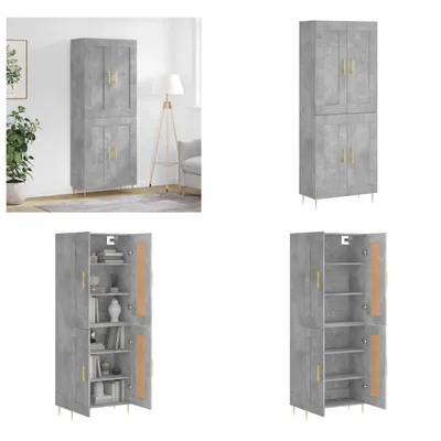 Produktbild von vidaXL Highboard Betongrau 69,5x34x180 cm Holzwerkstoff - Highboard - Highboards - Sideboard - Schrank