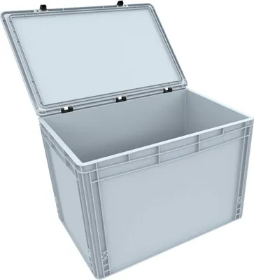 Image de Bac Euro de 88 litres avec couvercle à charnières, empilable, robuste, en plastique