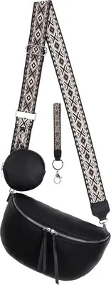 Produktbild von Bauchtasche (BBL-53096) Umhängetasche Crossbody-Bag Kunstleder Italy-Design BLACK