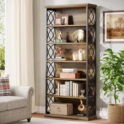 Immagine prodotto di Scaffale a 6 ripiani, altezza 185 cm, industriale, in legno e metallo, color marrone vintage