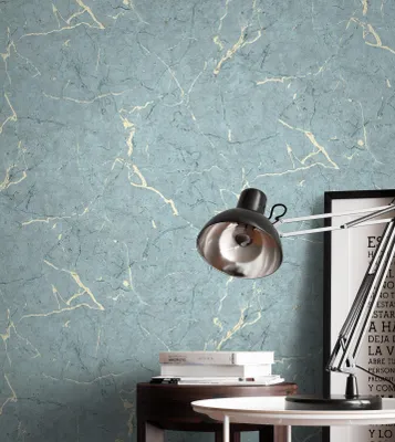 Produktbild von NEWROOM Tapete Blau Vliestapete Marmor -  Glamour Grau Creme   Mustertapete Edel Marmortapete