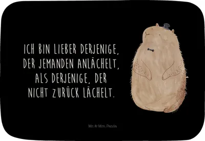 Produktbild von Mr. & Mrs. Panda Badematte Murmeltier - Schwarz - Geschenk, Anstand, duschmatte, Badteppich, bad läufer, Badvorleger, Duschvorleger, Lustige Sprüche, Fröhlichkeit, Knigge